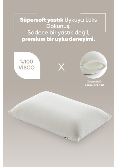 Ortopedik Visco Uyku Yastığı - Ortopedik Yastık - Süper Soft Tombul Visco Yastık Beyaz