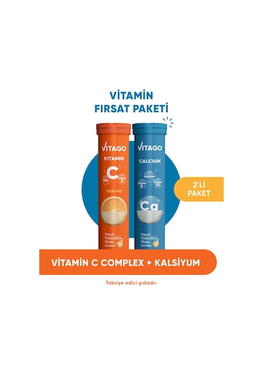 Vitago Vitamin C + Kalsiyum 2 x 20 Efervesan Tablet