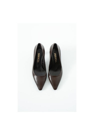 Dericia Shoes Elegance Hakiki Deri Kadın Topuklu Ayakkabı Kahverengi