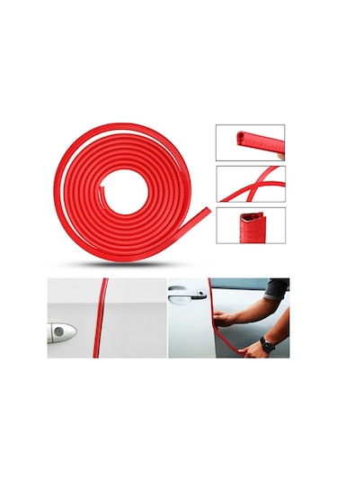 Araç Kapı Koruma Fitili Çarpma Çizilme Önleyici Fitil Kırmızı 5Mt
