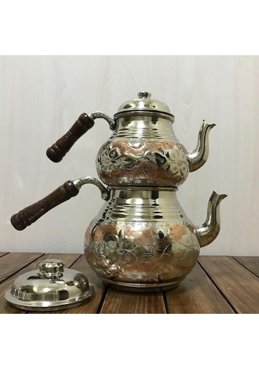 Desenli Bakır Çaydanlık Küçük Boy Bakır
