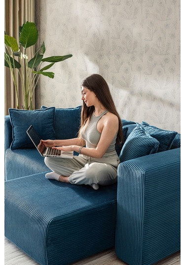 Katt Modüler Ekstra Rahat İskeletli 2 Li Koltuk 10 Renk Mavi