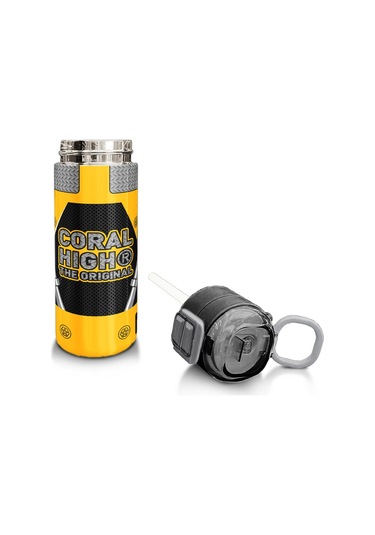 Coral High Kids Sarı Siyah Robot Desenli Pipetli Ve Direkt İçim Çelik Termos 500 Ml 31862 Sarı - Siyah