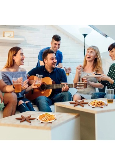 Youmex Abs Plastik Çay Poşeti Tutucu, Döner Fonksiyonlu, 10 Cm Çap, 3 Kişilik, Festivite Desenli, Evde Mutfak Kullanıma Uygun