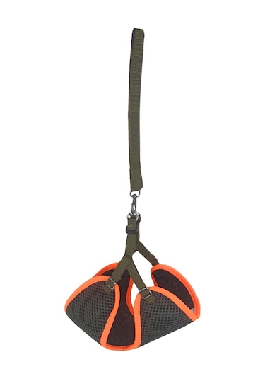 Markapet Kedi Köpek Havalı Göğüs Tasma Seti Small 32-40 CM + 130 CM Haki Turuncu