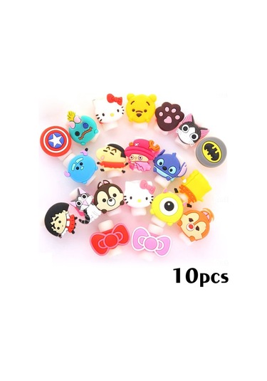 Fosenze Sevimli Hayvan Şekilli Kablo Koruyucu - 10 Adet Şarj Kablosu Kırılma Önleyici