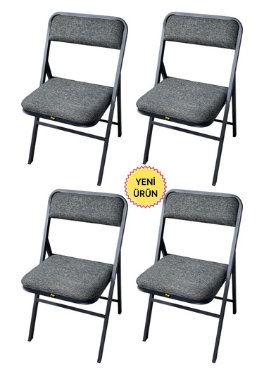 Hey 4'lü Katlanır Kamp Sandalyesi Piknik Sandalyesi Gri