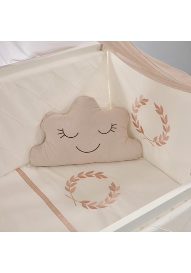 Meltem Kids Kral Sallanır Ahşap Anne Yanı Beşik 60x120 cm (beyaz-motto pudra) Pudra