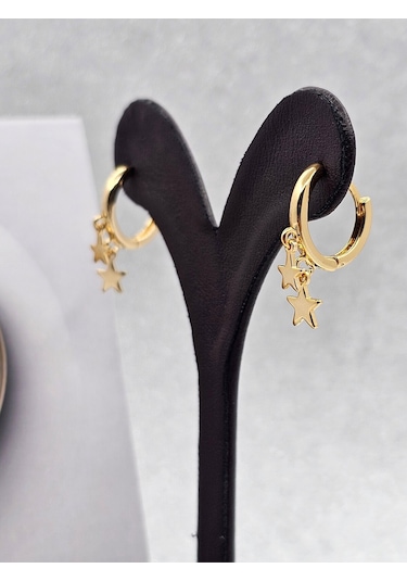 Xuping Yıldız Model Gold Renk Çelik Küpe Altın