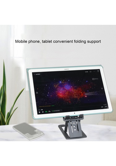 Maiyame Abs Malzeme Siyah Telefon Tablet Tutucu, Çok Açıyla Ayarlanabilir, Masaüstü Kayma Engeli, Katlanabilir Ve Ultra İnce Taşınabilir