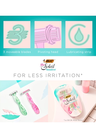 Bic Miss Soleil Sensitive Bundle Kadın Tıraş Bıçağı Seti 3'lü + Makyaj Çantası