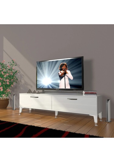 Decoraktiv Eko 140 Mdf Std Silver Tv Ünitesi Tv Sehpası - Ceviz - Siyah Parlak Beyaz