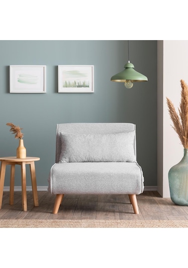 Folde 80 Tekli Yataklı Katlanır Koltuk Teddy Gri Gri