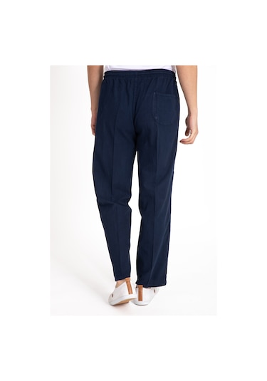 Erkek Ham Bez Lastikli Yüksek Bel Rahat Kalıp %100 Natural Pamuk Eşofman Alt Pantolon Alt Giyim 2188-Lacivert