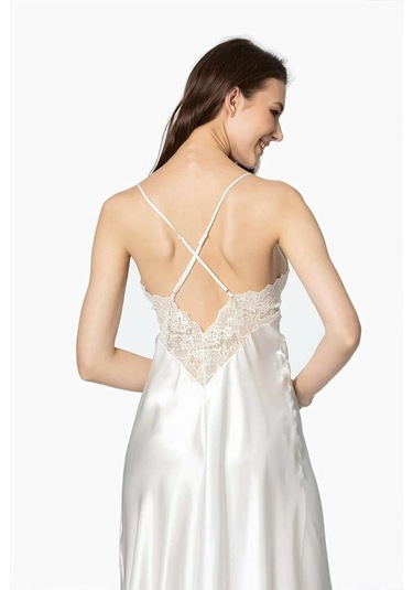 Pierre Cardin Kaplı Saten Gecelik 900 Ekru 001