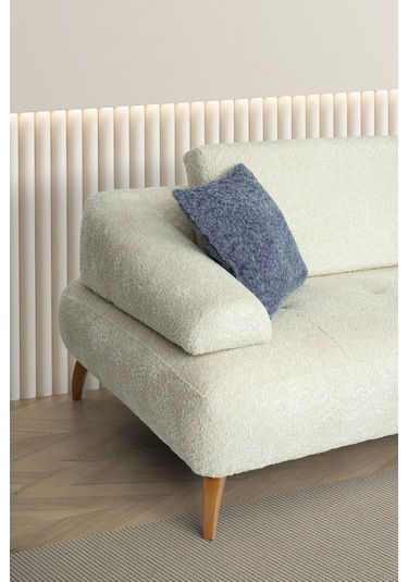 Arti Ahşap Ayaklı Beyaz 3 Lü Kanepe Beyaz