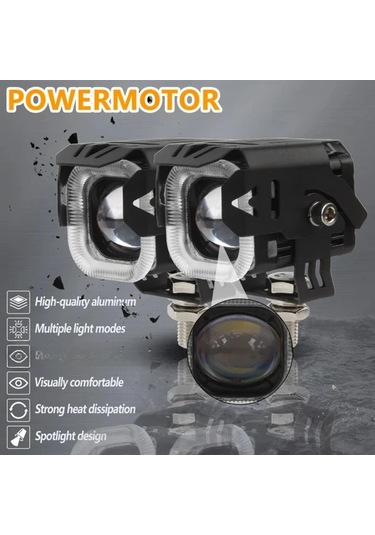 Xuweiwei 2 Adet Motosiklet Led Spot Sis Farları Yüksek Düşük Sürüş Lambası Evrensel Atv Suv Utv