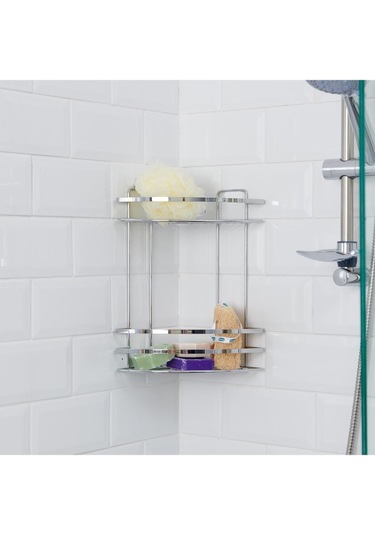 Suntel 2 Katlı Köşe Banyo Köşe Rafı Krom