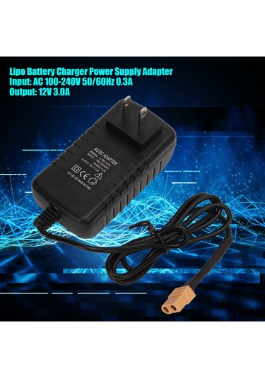 Maiyame 12v 3a Akü Şarj Adaptörü - Ac/dc Dönüştürücü, 80cm Kablolu, Xt60 Bağlantılı, Dayanıklı Abs Malzeme