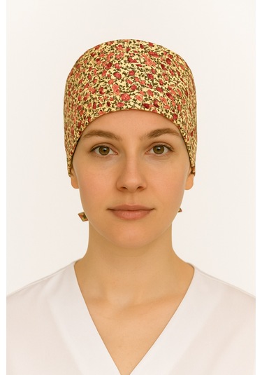 Çiçekli Doktor Hemşire Aşçı Cerrahi Hastane Bonesi Bandana M467 Çiçekli
