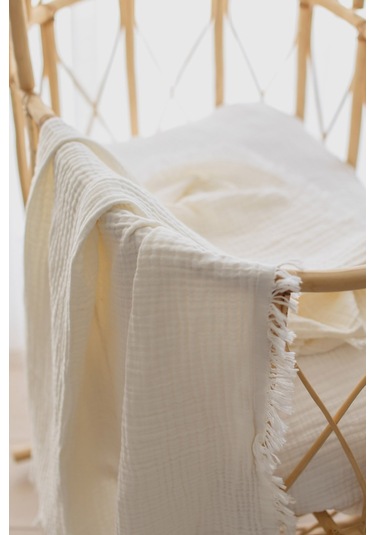 Babywom 4 Katlı Müslin Bebek-Çocuk Battaniyesi 110X110Cm- 1001 Beyaz