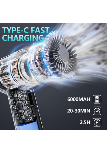 Crackedice El Tipi Araba Süpürgesi Kablosuz Katlanabilir Araba Süpürgesi