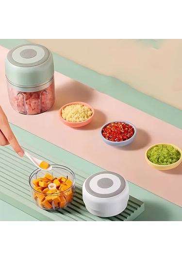 Dashanshop Yeşil 250ml Usb Şarjlı Mini Elektrikli Sarımsak Doğrayıcı Ve Et Kıyma Makinesi Yeşil