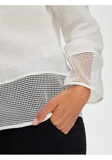 File Detaylı Müslin Gömlek S25gml033 Us25gml03373 Ekru