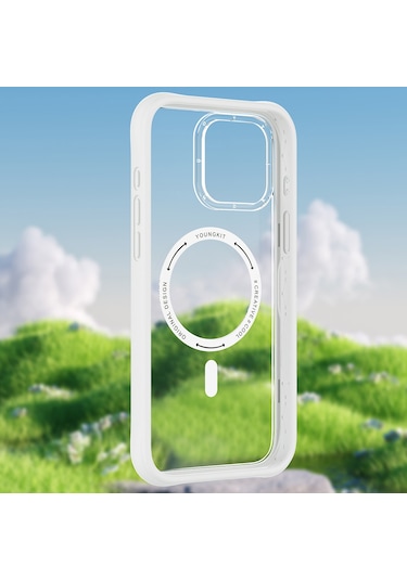İphone Uyumlu 15 Pro Max Kılıf Magsafe Şarj Özellikli Airbagli Youngkit Dynamic 2 Serisi Kapak Beyaz