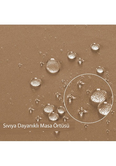 Sıvı Geçirmez Dertsiz Keten Masa Örtüsü Vizon 13 Parça