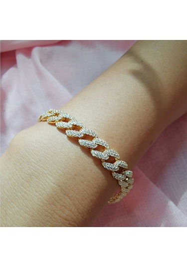 Gurmet Gümüş Bileklik Full Taşlı Gold (528168022)