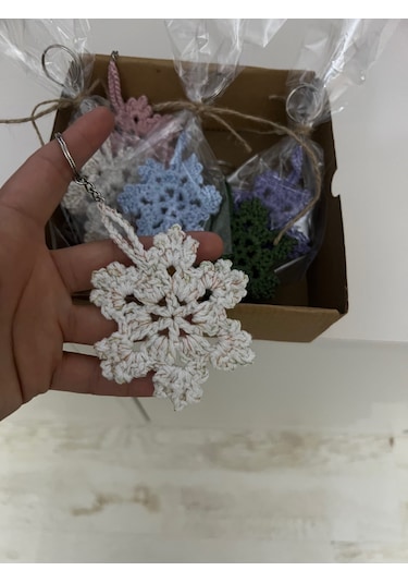 Amigurumi Kar Tanesi Örgü Anahtarlık 10'lu Paket