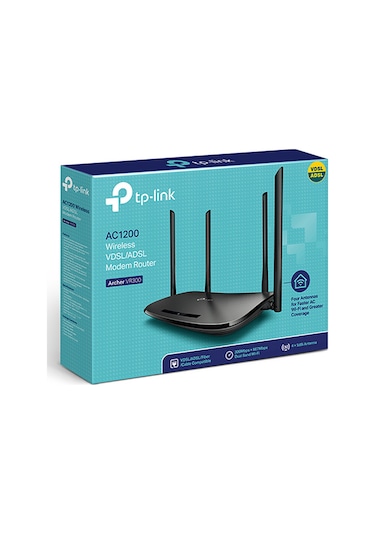 Tp-lınk Archer Vr300 V2, Ac1200, 4port, Dual Band Wifi, 1200mbps, 4xanten, Vdsl,adsl Modem