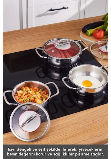 Karaca Emirgan İndüksiyon Tabanlı 6 Parça Çelik Sahan Set