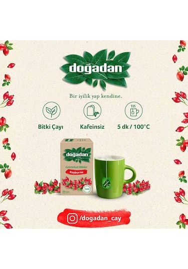 Doğadan Kuşburnu Meyve Poşet Çay 20'li 50 G