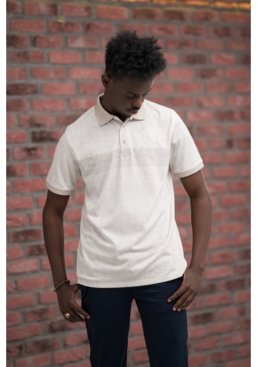 Advante Regular Fit Likralı Çizgili Polo Yaka T-shirt Kahverengi