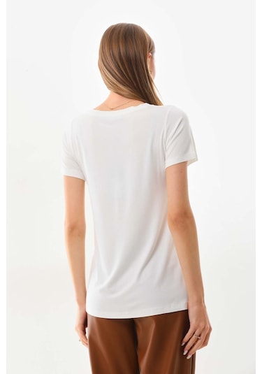 Sistas Kadın Düğme Ve Şerit Detaylı Kısa Kol Bluz 23119 Ekru-camel Ekru - Camel