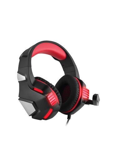 Hombey V3 Kablolu Oyun Kulaklığı 50mm Hoparlör Otomatik Gürültü Engelleme Ayarlanabilir Mikrofon Usb+3.5mm Siyah-kırmızı