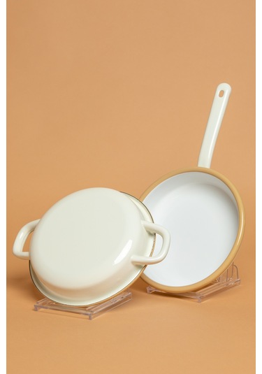 Crema Di Siena 2 Li Kulplu Ve Saplı Krem Sahan Seti Krem