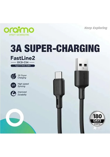 Jeemson Oraimo Type-c Veri Ve Şarj Kablosu 5v 3a 1 Metre Siyah - Hızlı Şarj Desteği