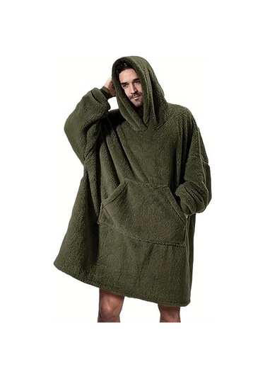 Wellsoft Kapşonlu Giyilebilir Tv Battaniyesi Unisex Over Size Kiremit