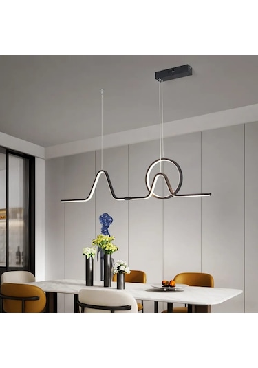 3 Renkli Ledli Modern Akıllı Sarkıt Avize / Eskiz Sarkıt / 100 Cm Antrasit