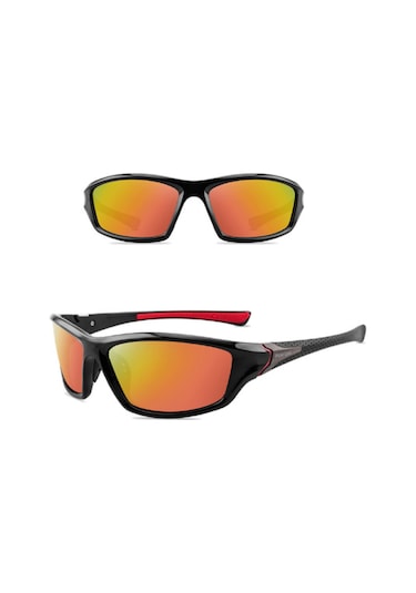 Yaozixa Erkekler İçin Sporcu Polarize Güneş Gözlüğü - Outdoor Bisiklet Sürüşü, Gece Görüşü, Siyah-kırmızı Filmi D120 P21/c4 Gri