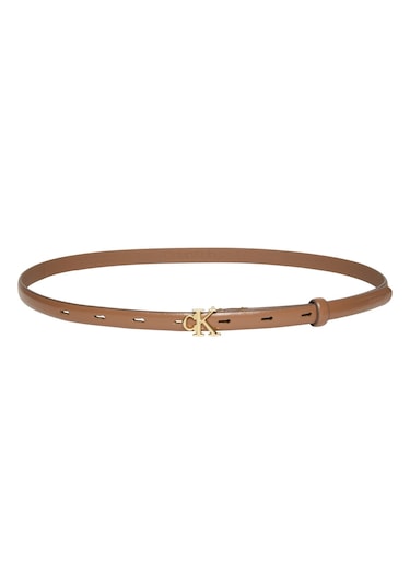 Kadın Round Ck Buckle 15mm Smooth Kemer Kahverengi