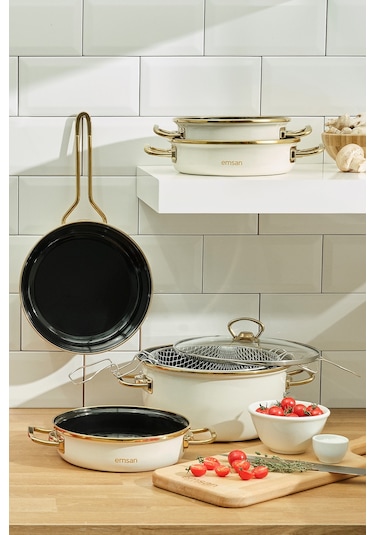 Emsan Nostalji Emaye Kızartma Tenceresi Bej