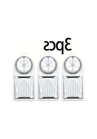 Trendooze Gaojunshop01 3 Adet Beyaz Yumurta Dilimleyici Çift Başlı Mutfak Aleti - Hediye Paketi Beyaz
