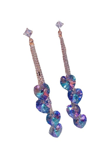 Ganzhoushop Yeşil Yeşil Yapay Uzun Uygun Püskül Mücevherleri Modaya Uygun Küpeleri Kristal Kore Kızlar Kadın Rm Yeşil