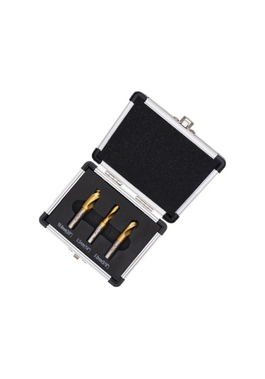 Yunboo Titanyum Kaplama Kaynak Noktası Kaldırıcı Matkap Uçları Seti 6.5mm,8mm,10mm - 3 Lü Alüminyum Kutulu Hızlı Metal İşleme