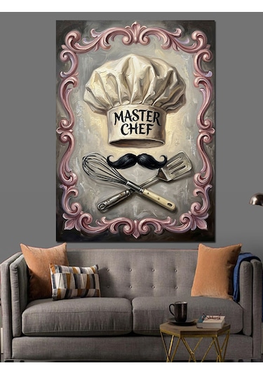 Master Chef Mutfak Kuralları Tabelası Dekoratif Kanvas - Mdf Ahşap Tablo