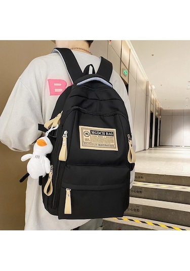 Şık Ve Üzgün Öğrenci Okul Çantası-siyah